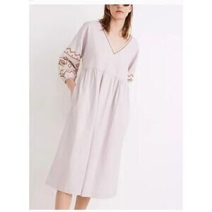 Madewell embroidered sleeve popover midi dress PM